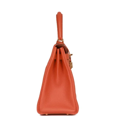 Hermès Kelly Retourne 28 Orange Togo Gold Hardware