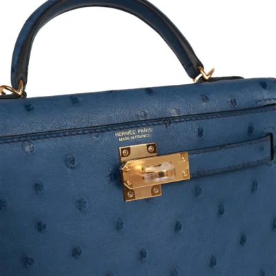 0e62569bc6fc08e2d897551b5d2ea105 Hermès Kelly Sellier 20 Bleu Iris Ostrich Gold Hardware
