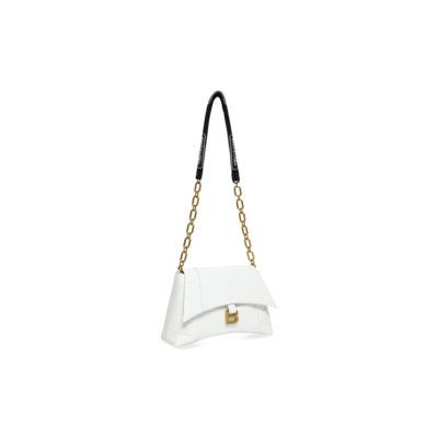 WOMEN'S DOWNTOWN SMALL SHOULDER BAG WITH CHAIN CROCODILE EMBOSSED IN WHITE