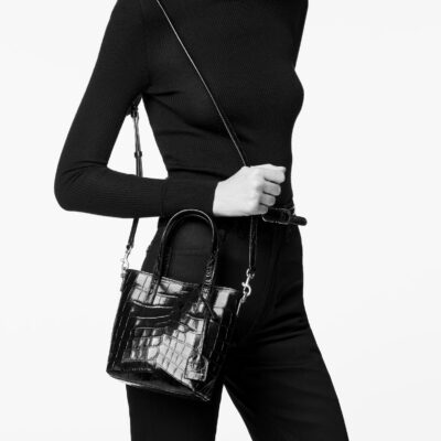 YSL Paris Mini Toy Shopping In Crocodile-Embossed Leather
