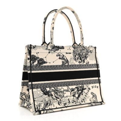 0f9e43c7b6993a28e89cae4814210ebf CHRISTIAN DIOR Canvas Embroidered Medium Zodiac Toile De Jouy Book Tote Latte