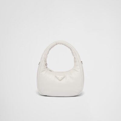 حقيبة صغيرة Prada Soft مبطنة جلد نابا أبيض