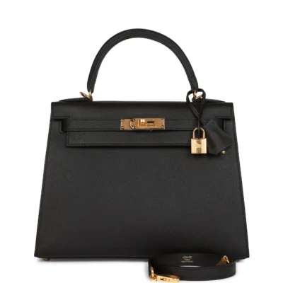 Hermès Kelly Sellier 28 Black Epsom Gold Hardware
