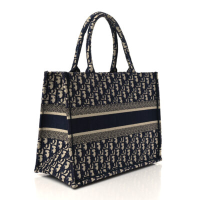 CHRISTIAN DIOR Oblique Medium Book Tote Blue Multicolor
