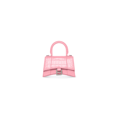 10cd79a07f92e2ccc376bed732dde747 WOMEN'S HOURGLASS XS HANDBAG CROCODILE EMBOSSED IN PINK