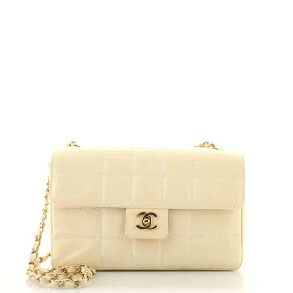Chanel Chocolate Bar Flap Bag Quilted Patent Medium