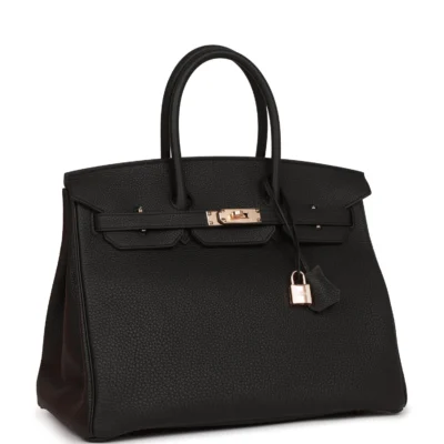 爱马仕 Birkin 35 黑色 Togo 皮革 Rose 金色五金 包