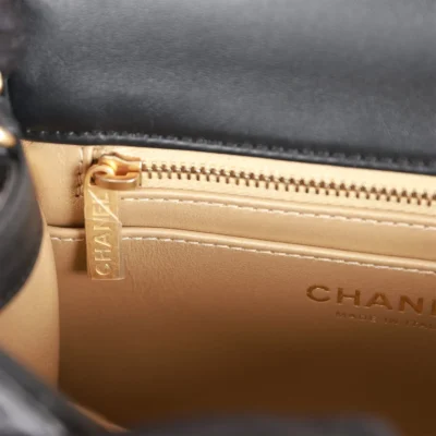 11cb28a374c0c5b7a77342dde189ee04 Chanel CC Pearl Crush Mini Square Flap Bag Black Lambskin Antique Gold Hardware