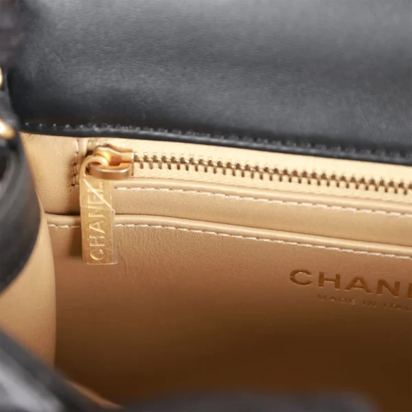 11cb28a374c0c5b7a77342dde189ee04 Chanel CC Pearl Crush Mini Square Flap Bag Black Lambskin Antique Gold Hardware