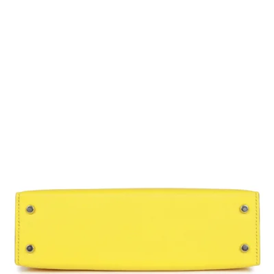 حقيبة هيرميس Kelly Sellier 20 Jaune Citron Chèvre مع إكسسوارات معدنية من البلاديوم