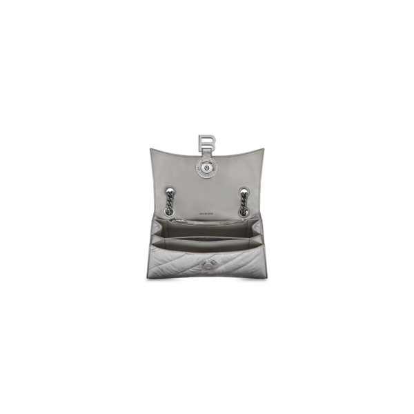 WOMEN'S CRUSH SMALL CHAIN BAG METALLIZED QUILTED IN SILVER