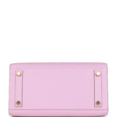 حقيبة هيرميس Special Order HSS Birkin Sellier 25 Mauve Sylvestre Brume مصقول من جلد إبسوم باللون الأزرق مع إكسسوارات معدنية ذهبية