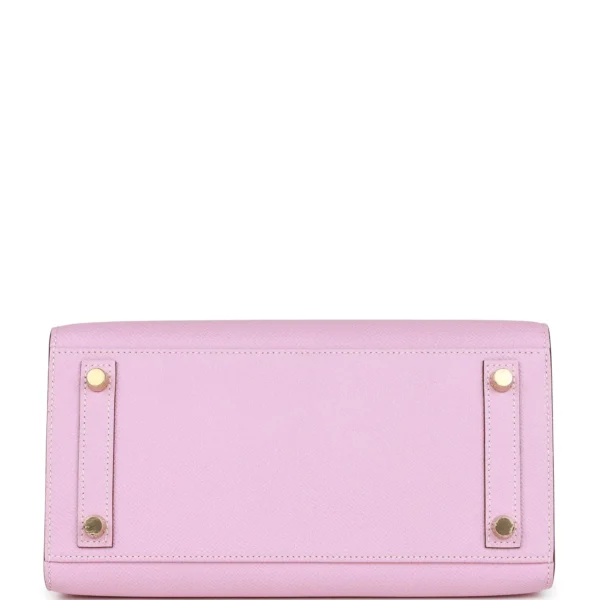 حقيبة هيرميس Special Order HSS Birkin Sellier 25 Mauve Sylvestre Brume مصقول من جلد إبسوم باللون الأزرق مع إكسسوارات معدنية ذهبية