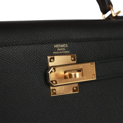 Hermès Kelly Sellier 28 Black Epsom Gold Hardware