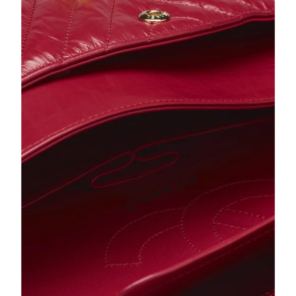 2.55 HANDBAG Shiny Crumpled Calfskin & Gold-Tone Metal Red