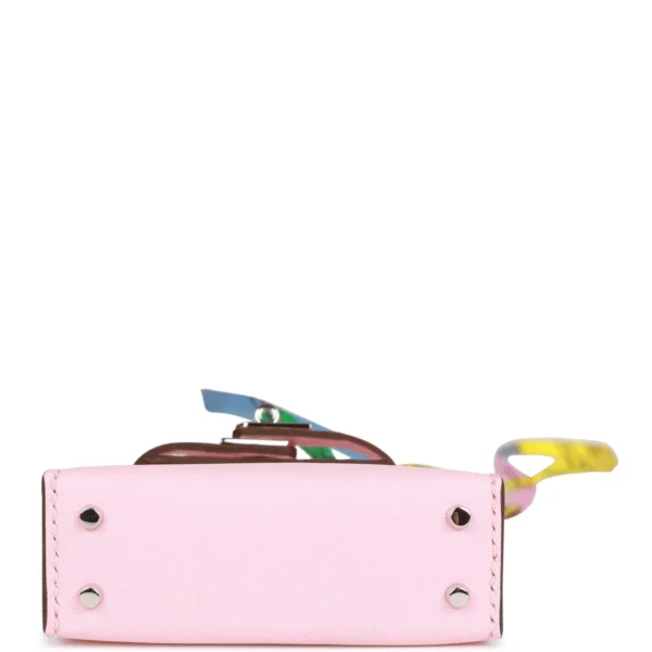 Hermès Rose Sakura Tadelakt Mini Kelly Twilly Bag Charm Palladium Hardware