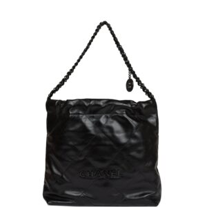CHANEL petit format 22 sac SO noir cuir de veau finitions noires