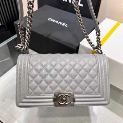 BOY BAG MEDIUM 25 GREY CAVIAR RUTHENIUM HARDWARE