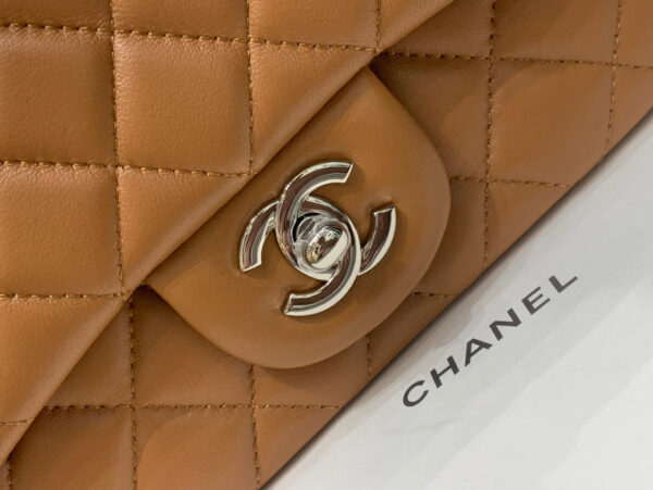 13346764036901347_ce2fd3d2-270a-4e81-8796-1776b779dced MINI SQUARE FLAP BAG 17CM BROWN LAMBSKIN SILVER HARDWARE