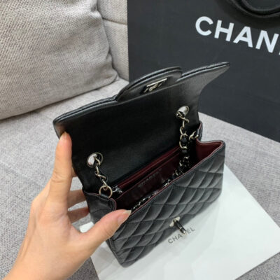 13346765067719330_79019f9a-0feb-4ee2-b18c-dc6a17b312f6 MINI SQUARE FLAP BAG 17CM BLACK CAVIAR SILVER HARDWARE