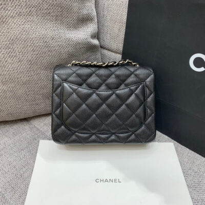 13346765071101330_74f3ef8e-48ec-4d4a-abd7-46553a0bf64a MINI SQUARE FLAP BAG 17CM BLACK CAVIAR SILVER HARDWARE
