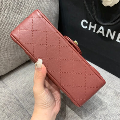 13346766884689860_4b49b307-d596-4938-9a98-1105ef51e83d MINI RECTANGLE FLAP BAG 20CM BURGUNDY LAMBSKIN GOLD HARDWARE