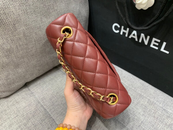 13346766886299973_0cc228d6-2573-4fe5-883e-dfe4297ed72d MINI RECTANGLE FLAP BAG 20CM BURGUNDY LAMBSKIN GOLD HARDWARE