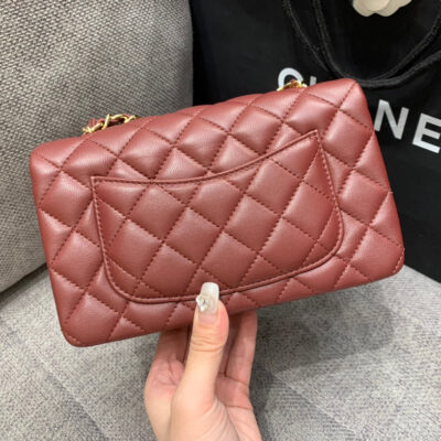 13346766887995831_b1949c28-074a-43a3-b1b5-f5ca4b291f69 MINI RECTANGLE FLAP BAG 20CM BURGUNDY LAMBSKIN GOLD HARDWARE
