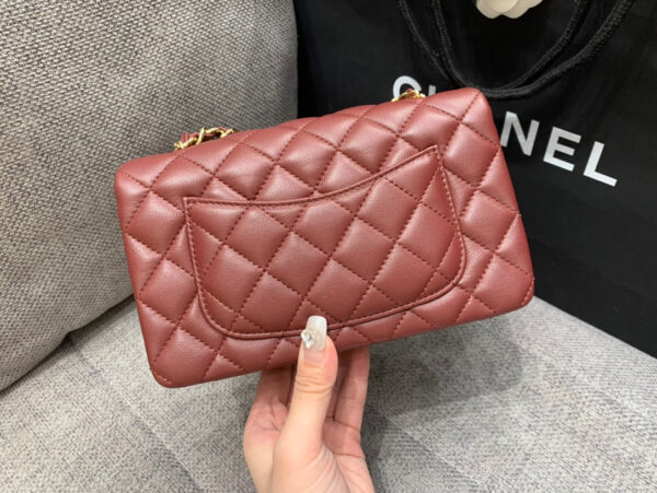 13346766887995831_b1949c28-074a-43a3-b1b5-f5ca4b291f69 MINI RECTANGLE FLAP BAG 20CM BURGUNDY LAMBSKIN GOLD HARDWARE