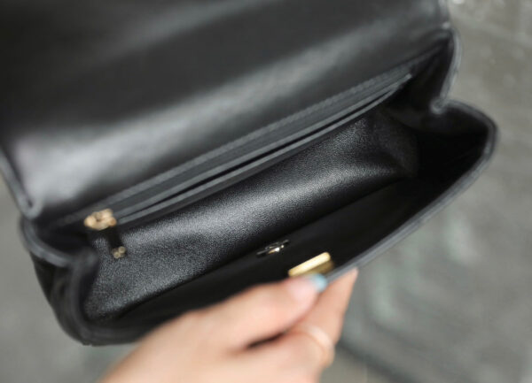 13350823894281134_5dd25690-cf17-4a9b-a692-76e8ac59e772 MINI RECTANGLE FLAP BAG TOP HANDLE 20CM BLACK LAMBSKIN SILVER HARDWARE