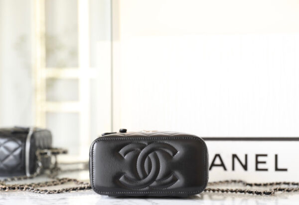 13350828590670503_1456de89-a365-4ae3-abb4-2c186ea0386f CC VANITY CASE 17 BLACK LAMBSKIN SILVER HARDWARE