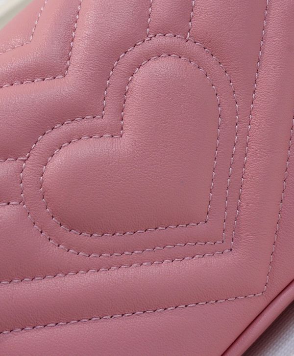 13668753a2aee1aeb77f0bc24c865fcc Gucci GG Marmont Waved Design Silver GG Buckle Women Latest Pink Quilted Super Mini Flap Handbag For Sale