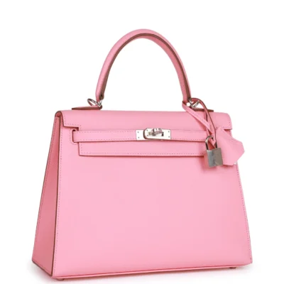 Hermès Kelly Sellier 25 Rose Confetti Epsom Palladium Hardware