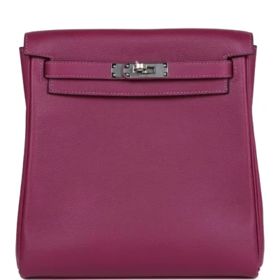 حقيبة ظهر هيرميس Kelly Ado Anemone Evercolor مع إكسسوارات معدنية من البلاديوم