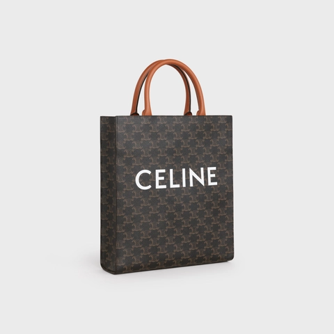 Small Cabas vertical in Triomphe Canvas and calfskin - Tan - TRIOMPHE CANVAS - 2 | CELINE Small Cabas vertical in Triomphe Canvas and calfskin - Tan - TRIOMPHE CANVAS - 3 | CELINE Small Cabas vertical in Triomphe Canvas and calfskin - Tan - TRIOMPHE