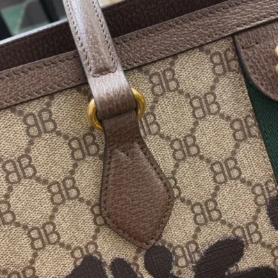 Balenciaga Hacker Graffiti Medium Tote Bag In Coated Canvas Dark Coffee