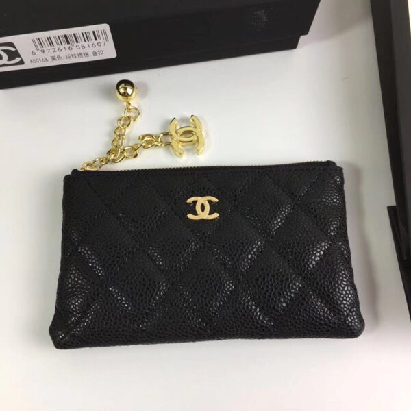 1526355706_591613777_1_8f495919-4786-4bc7-b9b6-ea97a4eae254 CC CLASSIC SMALL ZIPPED POUCH 15 BLACK CALFSKIN GOLD ICON