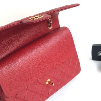 FLAP BAG JUMBO 30CM RED CAVIAR GOLD HARDWARE