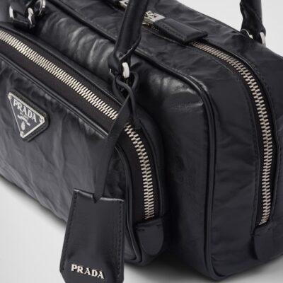 Prada 复古 纳帕皮革 multi-pocket top-handle 黑色 包