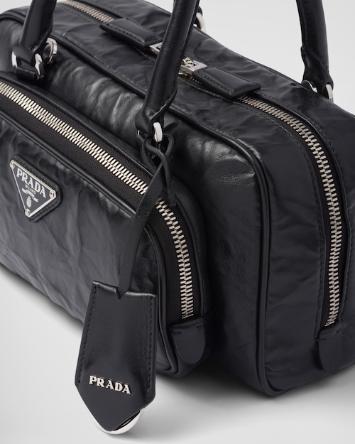 Prada 复古 纳帕皮革 multi-pocket top-handle 黑色 包