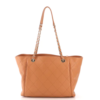 Chanel CC Open Shopping Tote Stitched Leather Large