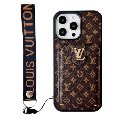 1727162821740 LV Monogrammed iPhone Case with Card Holder and Matching Lanyard Strap