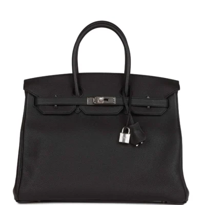 حقيبة Hermès Birkin 35 أسود توغو إكسسوارات معدنية بلاديوم
