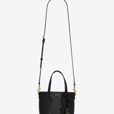 YSL Paris Mini Toy Shopping In Crocodile-Embossed Leather