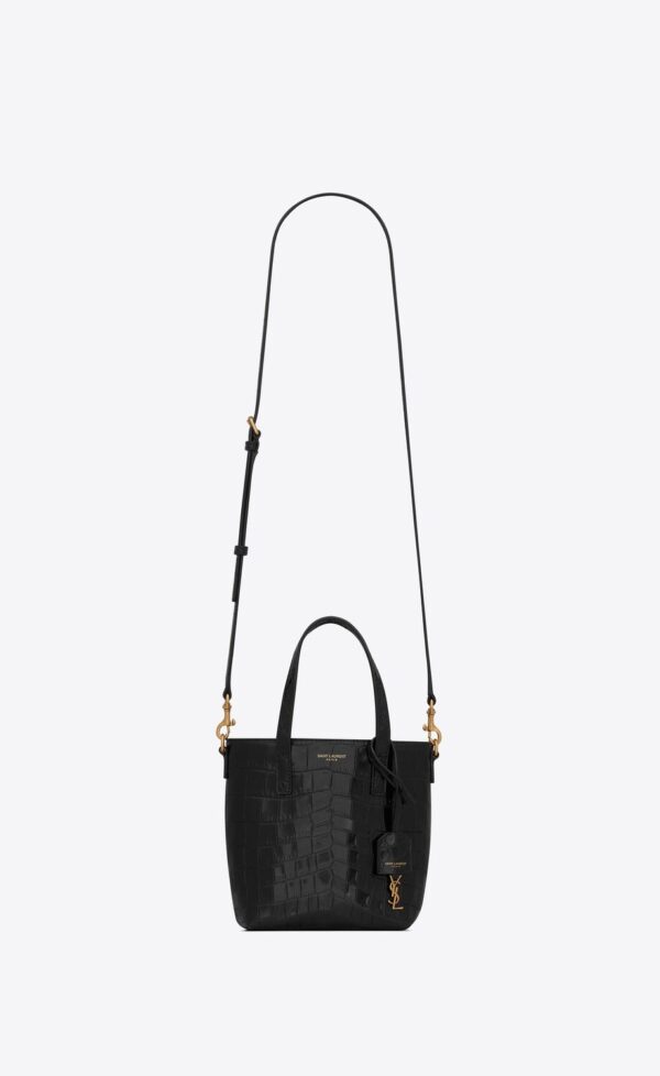 YSL Paris Mini Toy Shopping In Crocodile-Embossed Leather