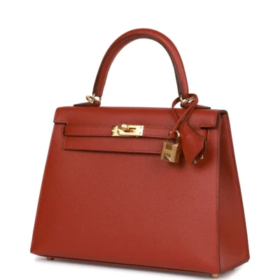 Hermès Kelly Sellier 25 Rouge Venetian Epsom Gold Hardware