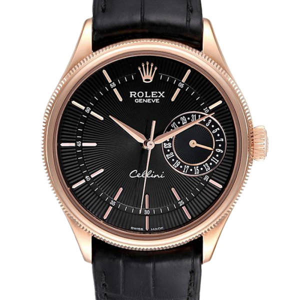Rolex Cellini m50515-0011 39MM Black Dial Rose Gold-tone Case