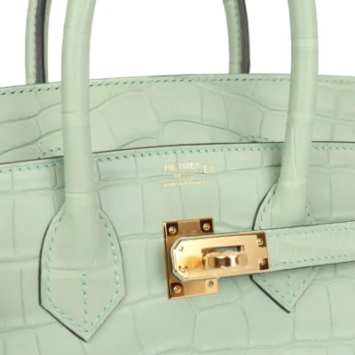 Hermès Birkin 25 Vert D'Eau Matte Alligator Gold Hardware
