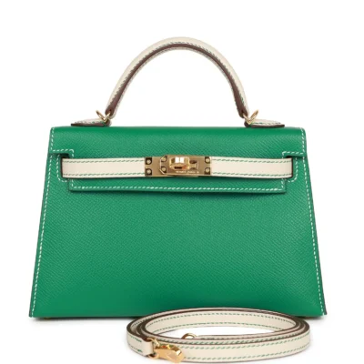 18b3d05b1fc36c6cbe2b0c93ad4dfee2 Hermès Special Order (HSS) Kelly Sellier 20 Vert Jade and Craie Epsom Gold Hardware