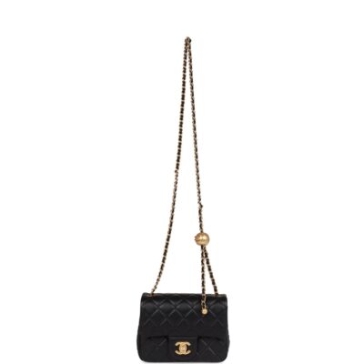 18e0ca333d5366c528f95c810e1630d6 Chanel CC Pearl Crush Mini Square Flap Bag Black Lambskin Antique Gold Hardware